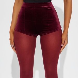 Burgundry / Red Wine Soft Velvet Shorts